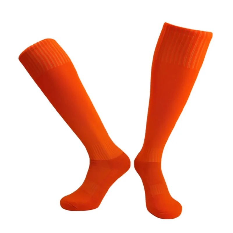 Футбольные носки Длинные компрессионные Утолщенные мягкие дышащие удобные впитывающие пот нескользящие спортивные носки - Цвет: Оранжевый