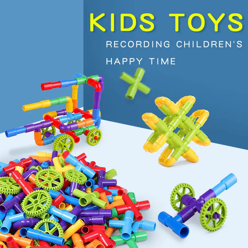 

Hot Color Water Pipe Building Blocks For Children DIY Assembling Pipeline Tunnel Model Kids Toys Compatible With LegoING Blocks