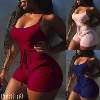 

Brand New Women's Summer Casual Solid Color Playsuits Ladies Sleeveless Sexy Skinny Jumpsuit Female Beach Stylish Jumpsuit