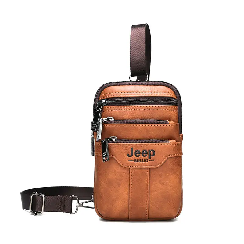 577-Orange JEEP BULUO, мужские сумки через плечо, маленькие, мульти-функциональные стропы, грудь, сумка, ноги, поясная сумка для мужчин, новая мода, повседневная сумка через плечо - Цвет: 577-Orange
