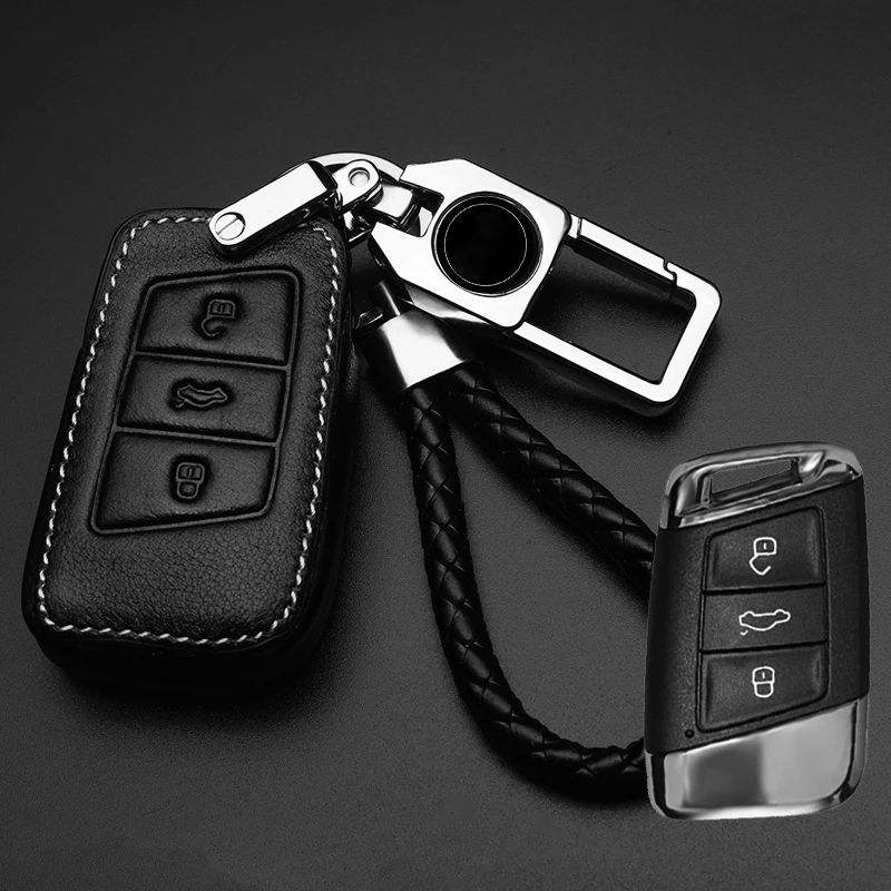 Для Volkswagen Sagitar LaVida Bora Golf Passat Tiguan Lingdu Polo новинка, Автомобильный ключ декодер каналов кабельного телевидения Кожаный Автомобильный брелок для ключей Набор сумка с пряжкой в виде ракушки - Название цвета: STYLE B-3