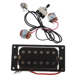 2Pcs Black Humbucker Double Coil Electric Guitar Pickups + Frame Screw & 1Set Guitar Wiring Harness Prewired Two Pickup