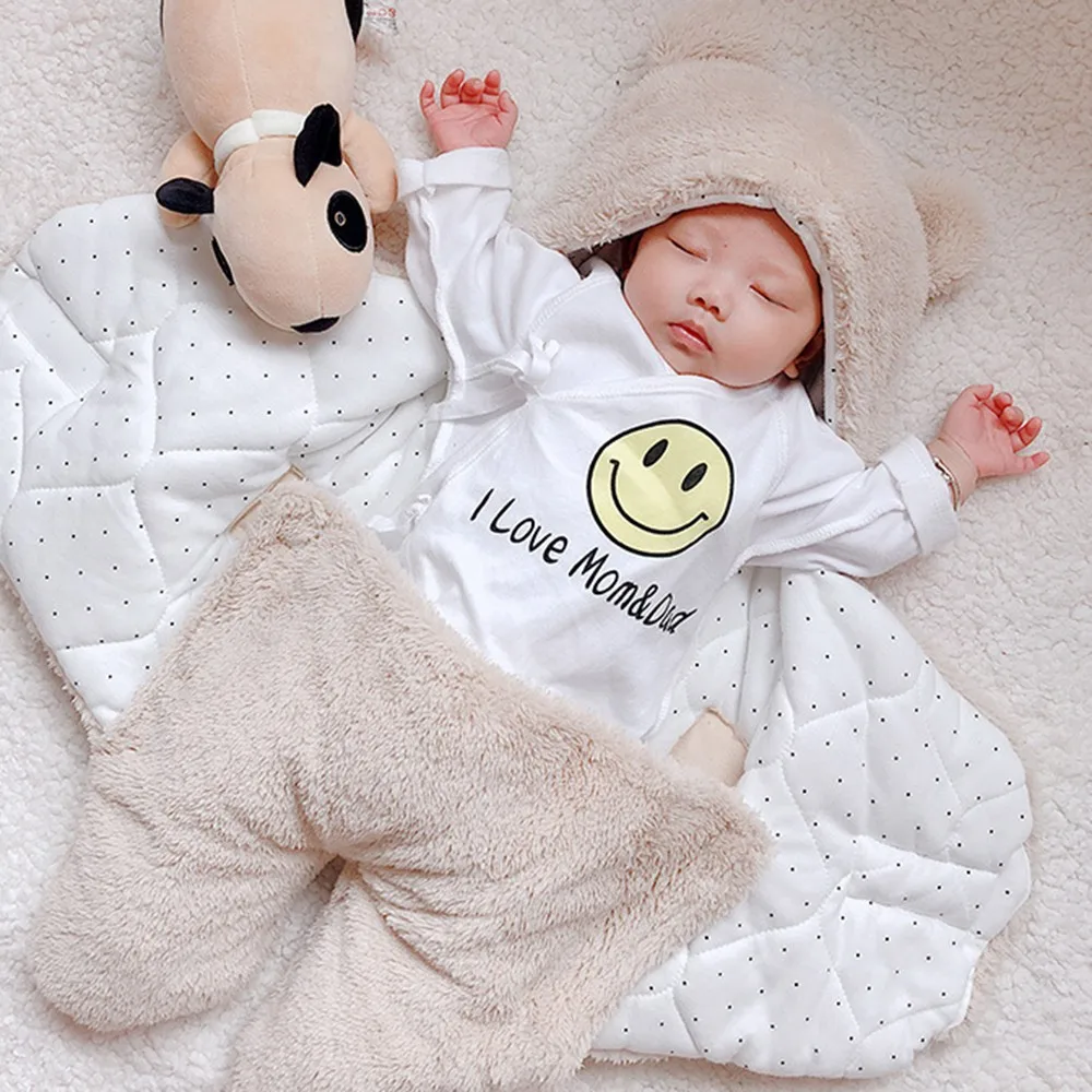 Новорожденный хлопчатобумажное одеяльце 0-6 м, детский хлопковый супер мягкий спальный мешок одеяло для мальчиков, пеленки для девочек, обертывание Bebe - Цвет: Gray big size