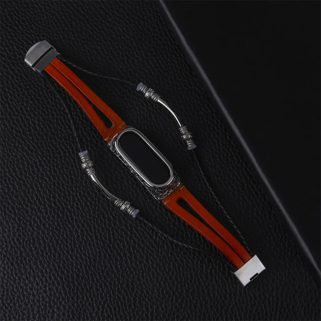 Кожаный ремешок для браслета+ металлический чехол для Xiaomi Mi 4 сменный Браслет Подарочный ремешок для часов