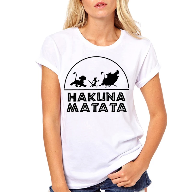 Женская одежда хакуна матата мультфильм Король льва милые женские принты Женская Harajuku Топ Повседневная футболка женская футболка