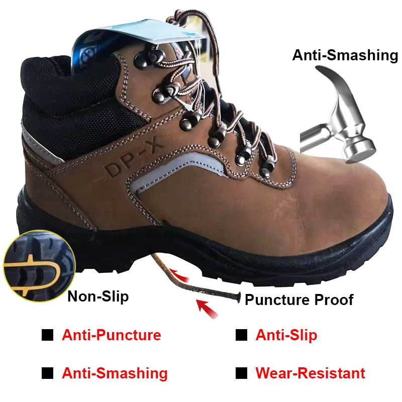 Мужская обувь из натуральной кожи; Безопасная рабочая обувь с защитой от ударов и проколов; Уличная обувь со стальным носком