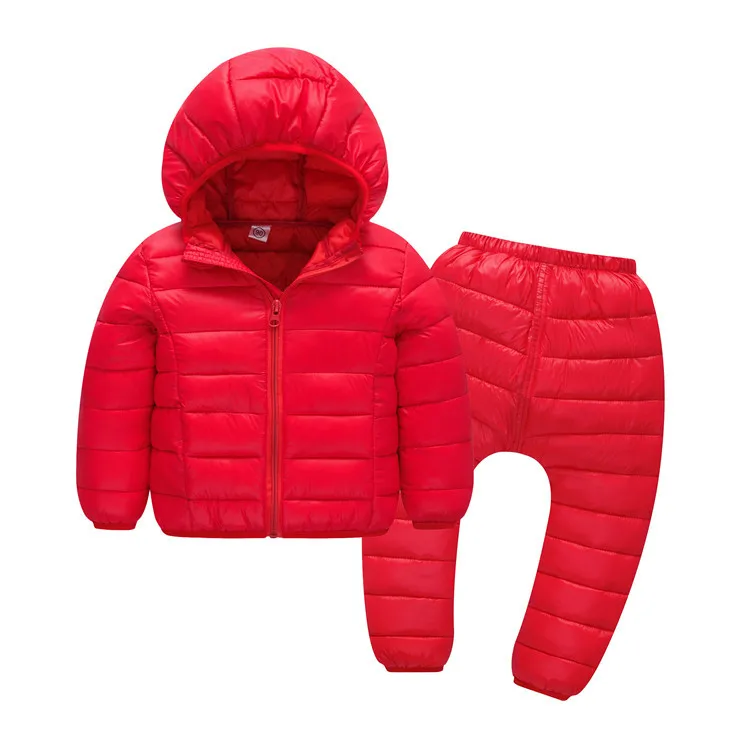 Зимние Детские комплекты одежды, зимнее пальто, детское пуховое пальто, зимние куртки, верхняя одежда для девочек, детская одежда, зимний комбинезон, пальто - Цвет: Красный