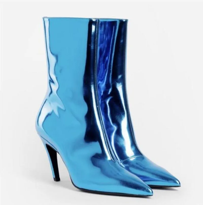 as picture Модные ботильоны; Новинка; дизайнерские женские ботинки; Botas Mujer; Брендовая обувь; sapato feminino; Новая женская обувь на странном каблуке; короткие кожаные ботинки - Цвет: as picture