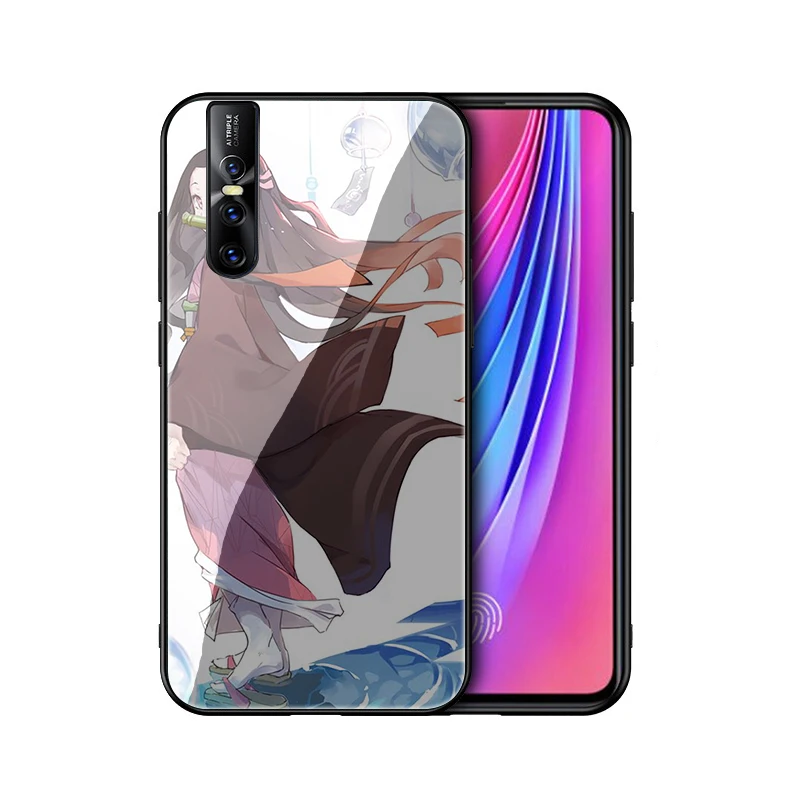 EWAU аниме Kimetsu без Yaiba закаленное Стекло телефон крышка для Vivo V9 Y85 Y89 V15 Y17 Y93 Y95 Y91 Y91C