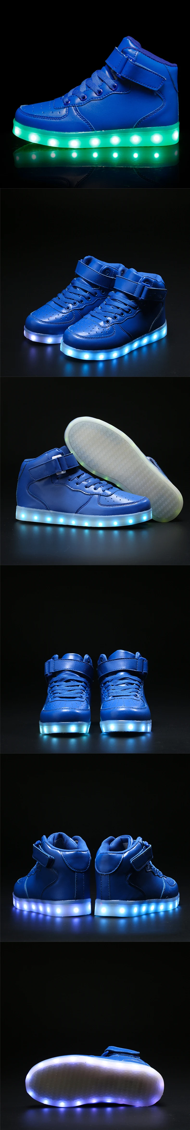 IGxx/высокие туфли со светодиодной подсветкой для детей; цвет синий; лучший подарок; светящаяся обувь с зарядкой через usb; светодиодный; обувь для девочек; детская светящаяся обувь
