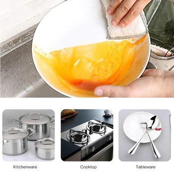 

Hot 6Pcs Antibacterial Microfiber Kitchen Scouring Pads Double Side Sponges Scourer Antibacterial Cleaning Pad Bamboo Sponges CS