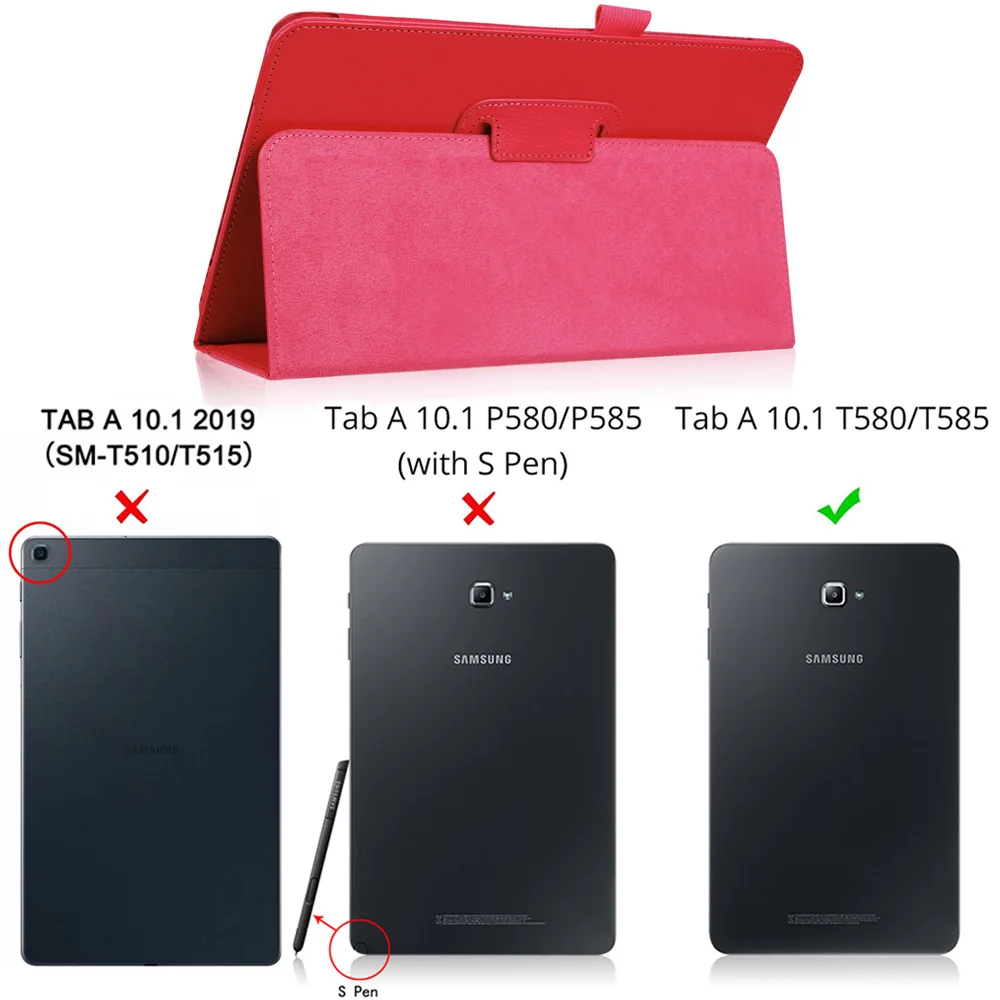Тонкий складной откидной Чехол с подставкой из искусственной кожи чехол для samsung Galaxy Tab A A6 10,1 T585 T580 SM-T580 T580N Funda чехол s - Цвет: Red