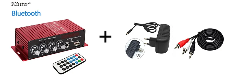 With 3A adapter EU Kinter MA-130 мини аудио усиливает 2 канала 20 Вт поддержка TF USB микрофон вход FM радио управление басами 3A адаптер питания - Цвет: With 3A adapter EU