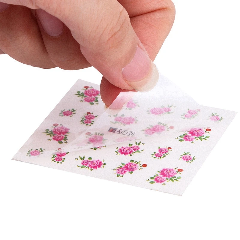 1 set of mixed design nail sticker set color gold silver glitter flower water applique decoration manicure