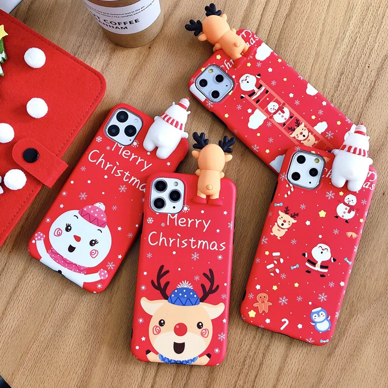 Чехол USLION Merry Christmas с мультяшным оленем для iPhone 11 Pro Max X XS XR Xs Max мягкий IMD силиконовый чехол для iPhone 6 6s 7 8 Plus