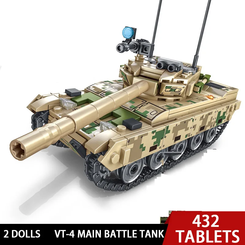 Sembo 432PC VT 4 тяжелый армированный основной боевой танк модель строительные блоки