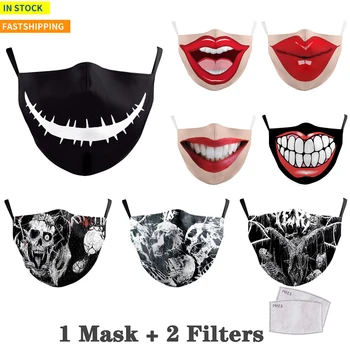 

Funny Masks Pattem Print Masks Dustproof Washable Mask Protective PM2.5 Mouth-Muffle Reusable Unisex Black Pink Cute Cotton Mask