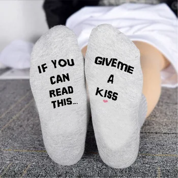 

"IF YOU CAN READ THIS GIVE ME A KISS" Word Socks English Funny Socks Women Japan Reto Harajuku Style Socks