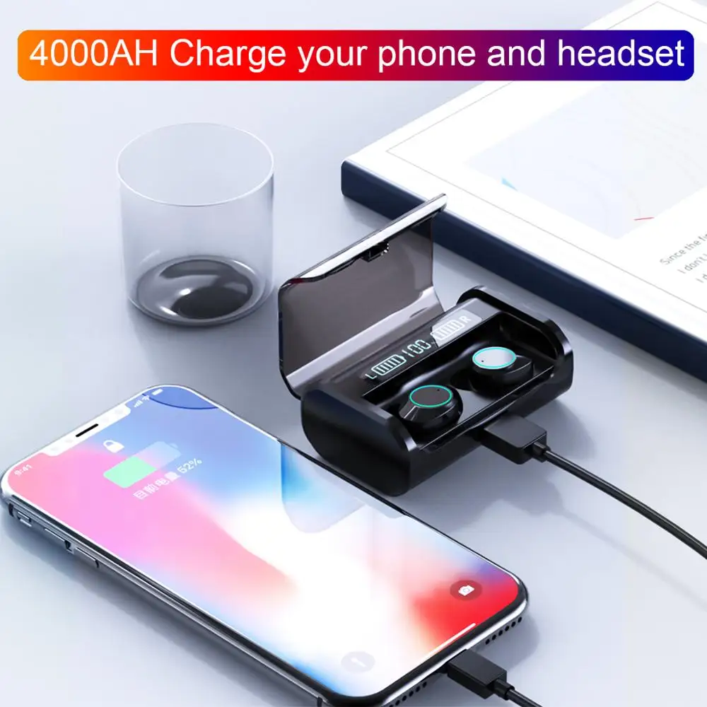 Bluetooth наушники Беспроводной наушники IPX6 Водонепроницаемый мини наушники-вкладыши гарнитура с зарядный чехол