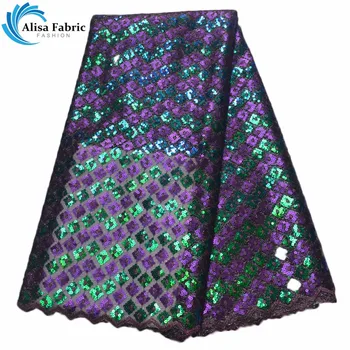 

Gorgeous design french tulle lace fabric high quality Latest Sequins lace fabrics 5 Yards/pcs with embroidery for Nomal dress
