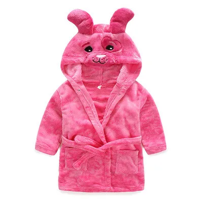 rose red Детские халаты коллекция года; новые зимние пижамы для маленьких мальчиков и девочек банные халаты для маленьких девочек Ночная одежда с капюшоном и рисунком для маленьких мальчиков; одежда для сна - Цвет: rose red
