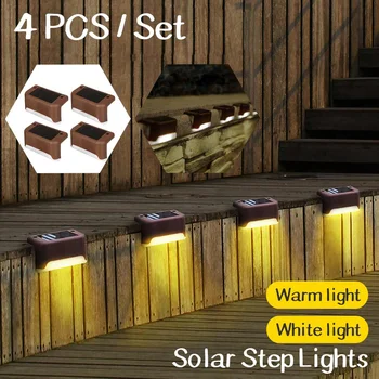 

4PCS LED Solar Deck Light Solar Step Light Outdoor IP55 Waterproof Wireless Fence Lamp For Patio Stairs Garden Pathway Step Yard