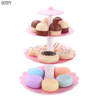 

OOTDTY 17pcs Dessert Tower Cake Tower Prentend Play Food Toy Girl Toy Gift Early Education Toy
