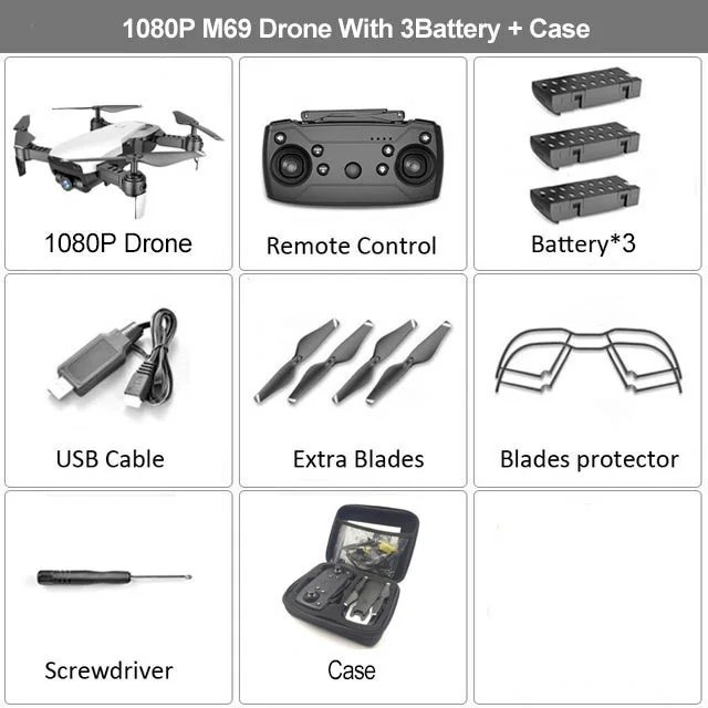 1080MP White 3B CB HGIYI M69G Радиоуправляемый Дрон Квадрокоптер с камерой 4K HD широкоугольный Дрон wifi FPV оптический поток складной вертолет селфи Дрон Vs E58 - Цвет: 1080MP White 3B CB