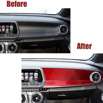 

Trim Dashboard Co-Pilot Cover Decor Red Carbon Fiber Car Auto Interior Practical