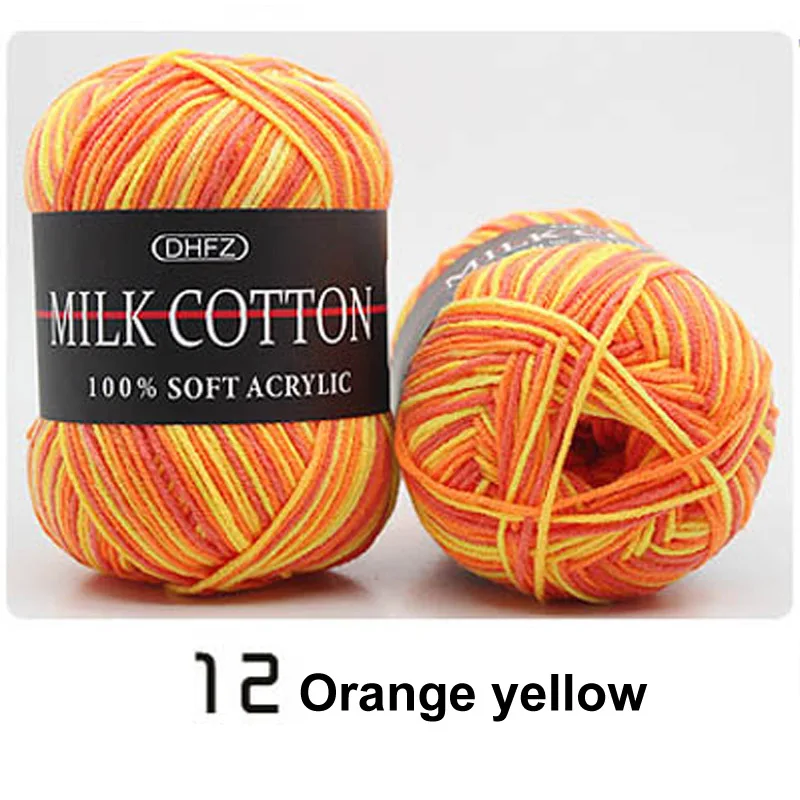 orange yellow 18 цветов, ручная вязка, молочный мягкий хлопок, шерсть, пряжа для детей, двойная вязка, вязаный крючком свитер, шарф, шапка, ручная вязка, пряжа - Цвет: orange yellow