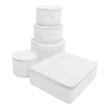 

5 Pcs Buffet Dinnerware Felt Protectors Storage Bag Accessories Plate Cabinet Cushion Cotton Cup Round Kitchen Accessories