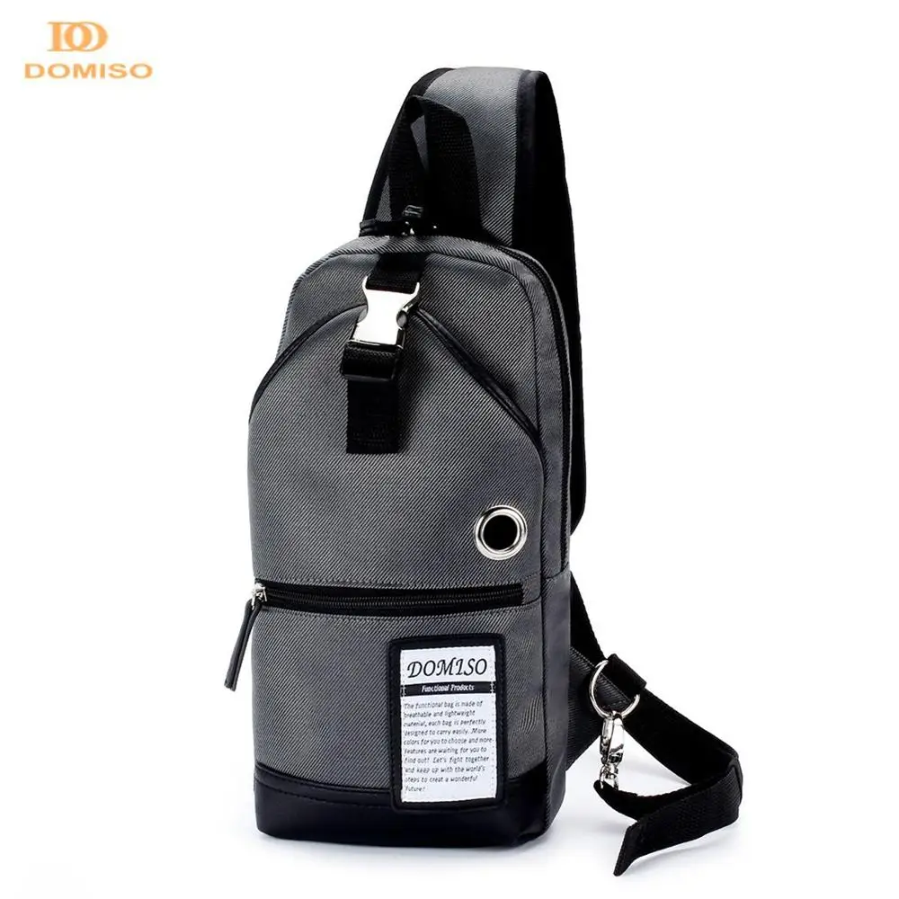 

Domiso Shoulder bag with handle and zipper pocket easy and convenient to hang on the chest of fashion packages for men Gray