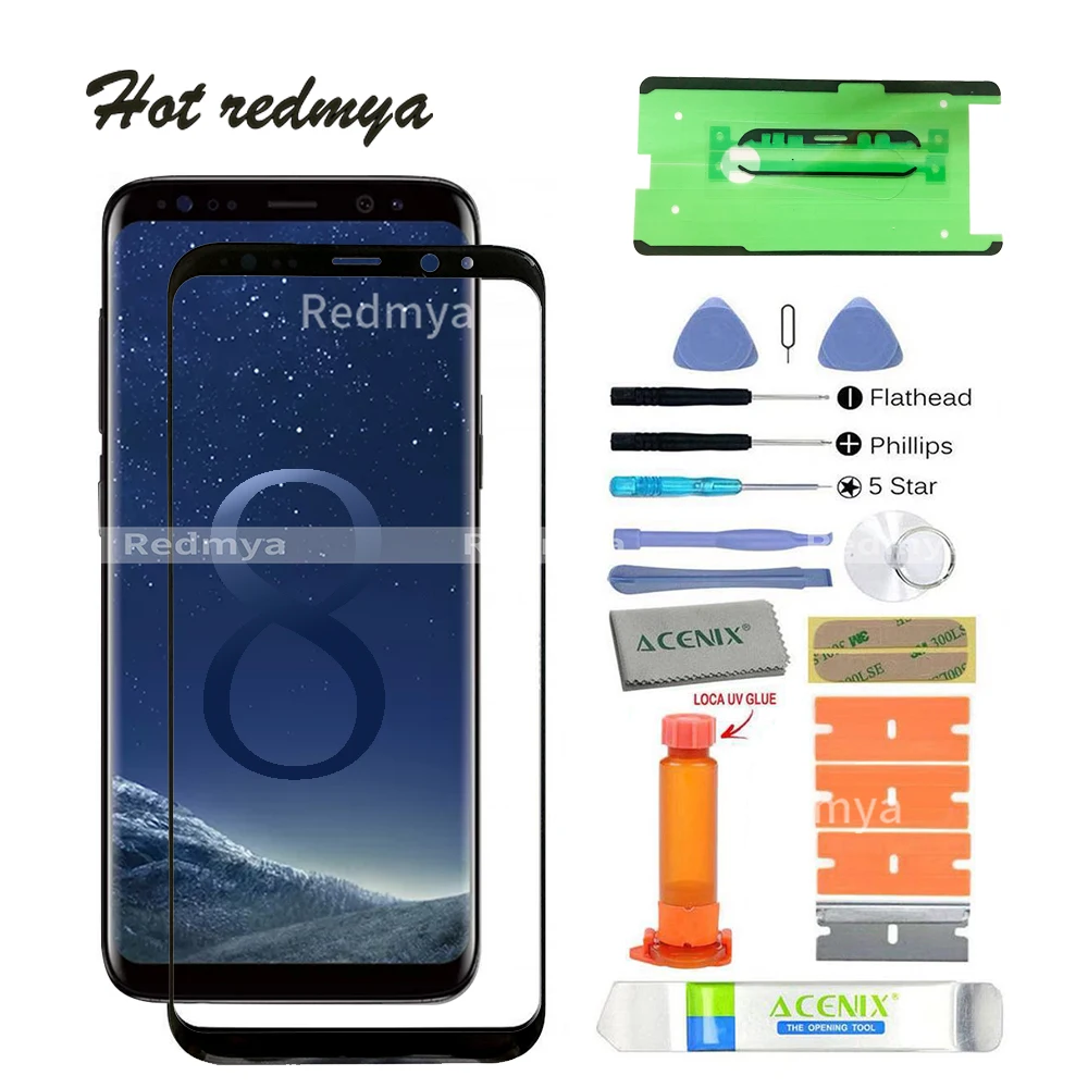 

ecran s8 plus touch screen front glass For Samsung Galaxy S8 Plus G955 6.2" LCD screen front Outer Glass Lens+tools