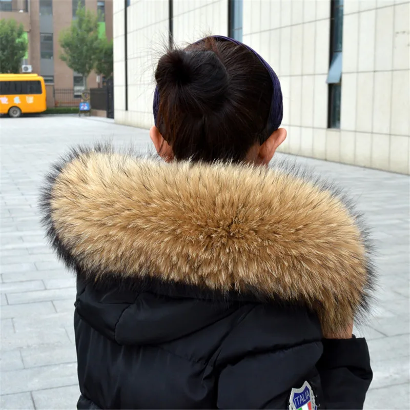 Genuine Real Raccoon Fur Collar Scarves Natural Raccoon fur Shawl Women Parka Coat Hood Trim Collar warm Fashion solid wrap