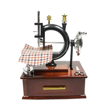 

Vintage Simulation Sewing Machine Music Box Musical Sewing Machine Table Decoration Retro Treadle Sartorius Decoration (Brown)