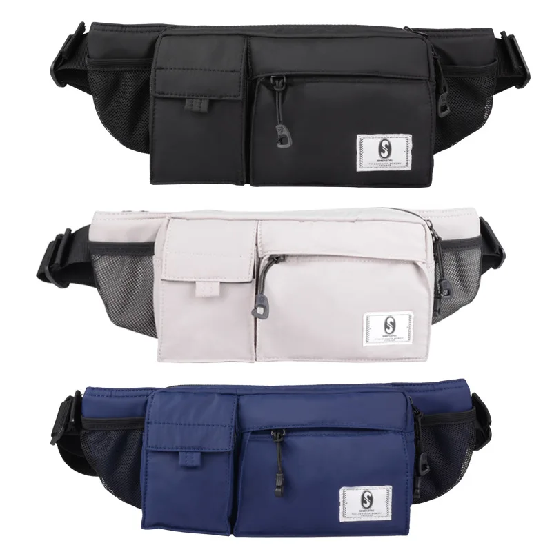

Fashion Men's Oxford Waterproof Waist Bag Multifunctional Travel Casual Waist Bag Practical Solid Color All Match Wear Waist Bag