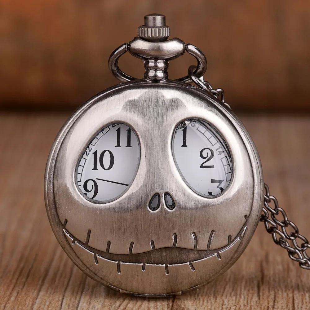 Кошмар перед Рождеством кварцевые карманные часы Лягушка большие глаза Джек Скеллингтон карманные часы ожерелье кулон часы