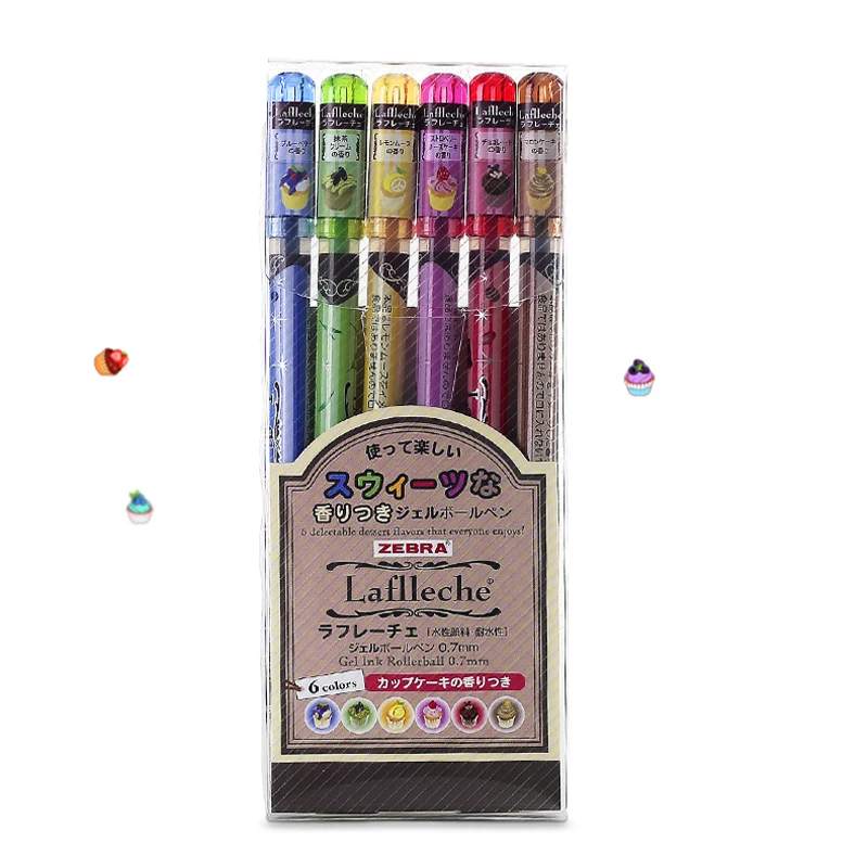 6 Color Set Гелевая ручка ZEBRA JJ41, 6 цветов, набор ароматов для торта, 0,7 мм, гелевая ручка для сока, конфет, милая креативная Студенческая ручка - Цвет: 6 Color Set