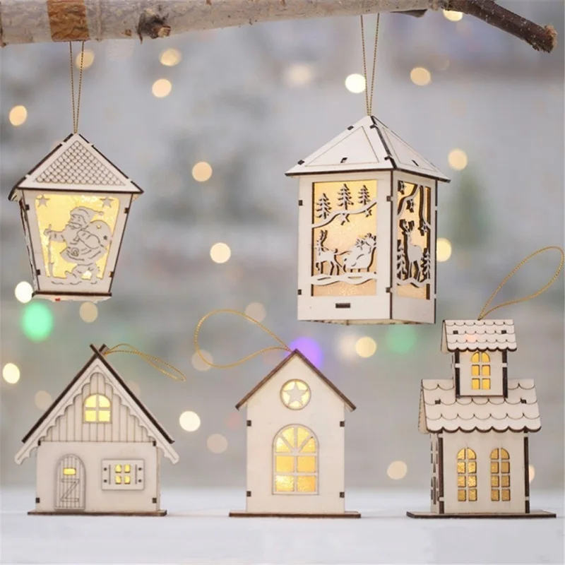 Деревянный светодиодный световой деревянный дом настольная Рождественская елка звезда украшения Рождественские украшения для дома Navidad