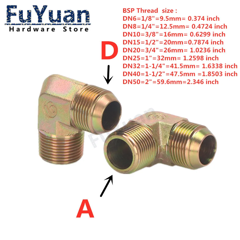 1PCS High Pressure Hydraulic Oil Tubing Transition Fittings elbow 1/8\