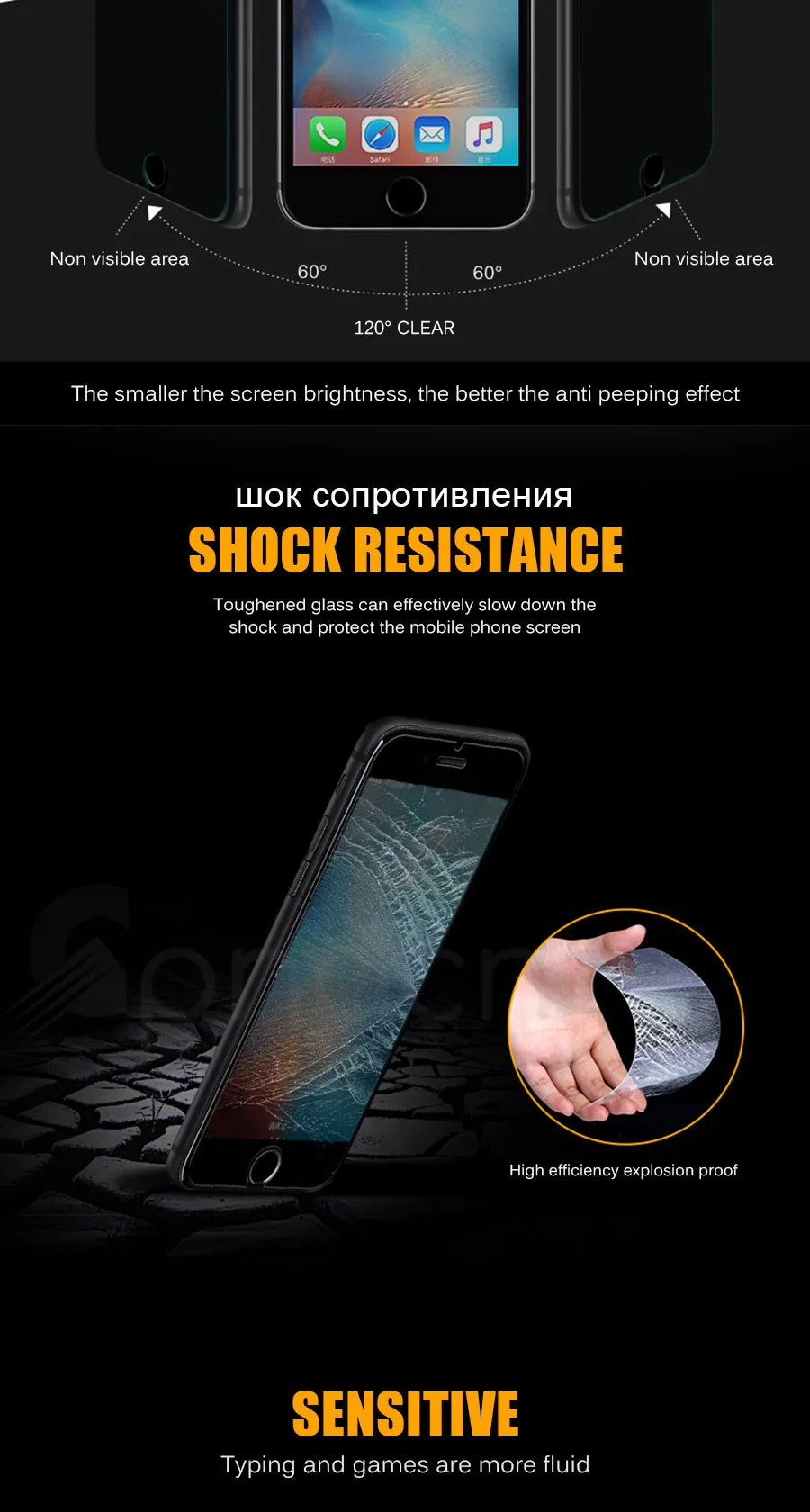 Антишпионское закаленное стекло для iPhone X, XR, XS, 11 Pro, Max, защита для экрана, для iPhone 8, 7, 6, 6S Plus, 5 5S, SE, защитная пленка