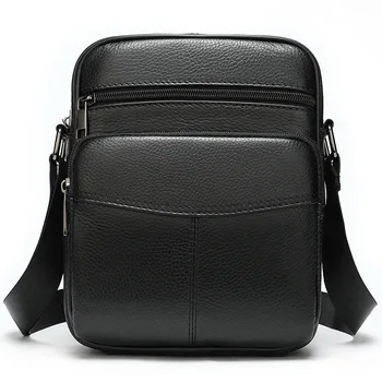 

Men's genuine leather bag solid color men's shoulder bag full grain leather crossbody bag men
