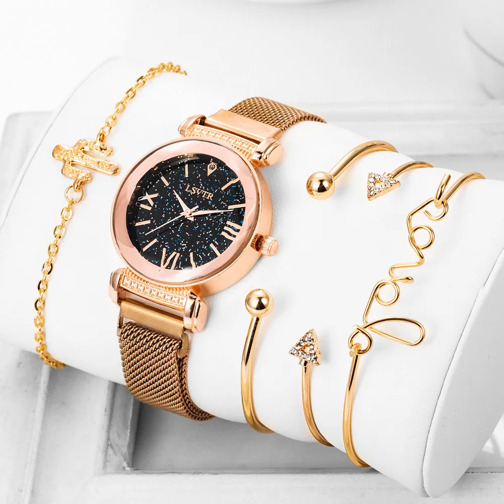 

Luxury Watches For Women Ladies Watch With 4 Bracelets Womens WristWatch Stainless Steel Watch Woman Clock Gift Reloj Mujer Uhr