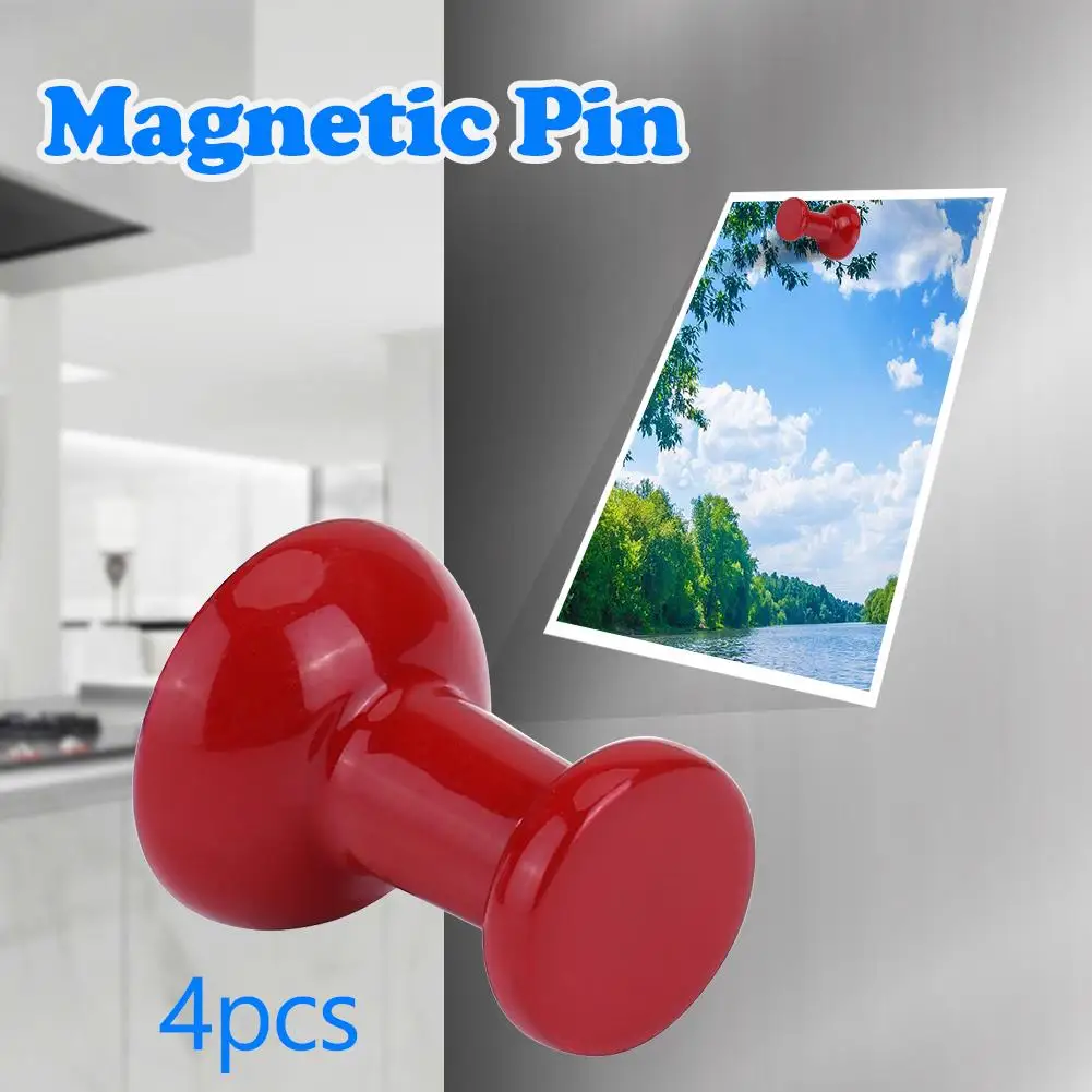 

4pcs Nd-Fe-B Metal Magnetic Pushpin Strong Magnetic Fridge Magnet Map Thumbtack Multi-color Selection and High Suction