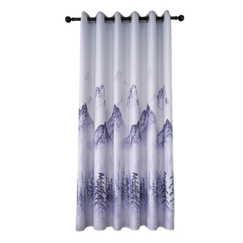 

Chinese Traditional Landscape Painting, Blackout Curtains, Heat-insulated Curtains, Living Room ((39.3x78.7 inches)