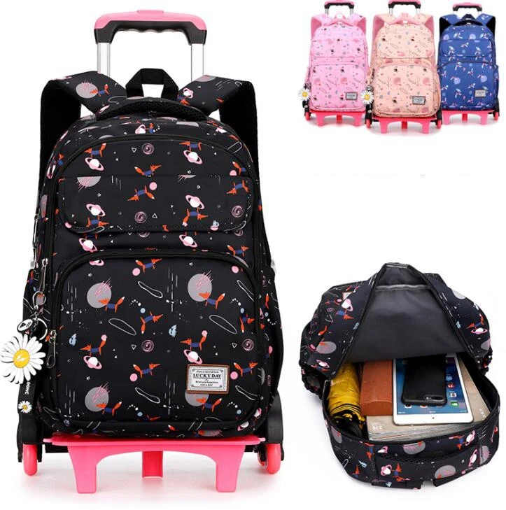 Mochila ruedas para la escuela, morral rodante con ruedas para niñas, bolso escolar con ruedas, carrito de viaje para niños|Mochilas escolares| AliExpress