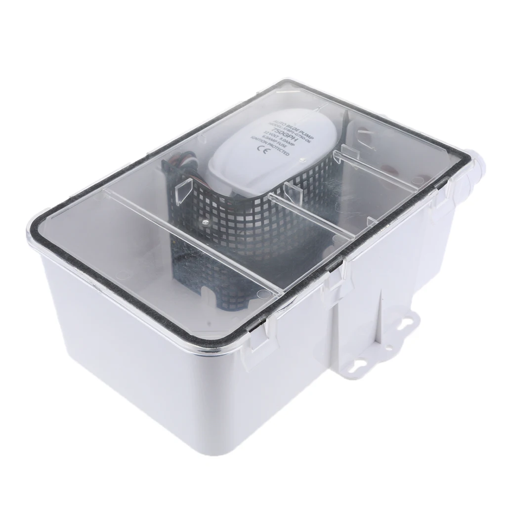 12V 600GPH Shower Sump Pump System Auto Bilge/Drain Box For Boat