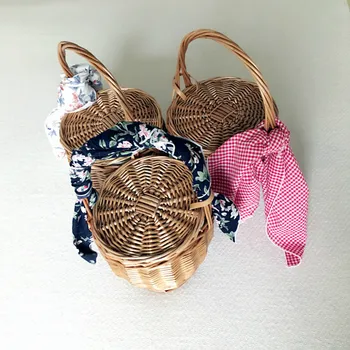 

Hand Cabas Picnic Basket Straw Plaited Article Package Portable Weave Package Woman Summer On Vacation Countryside Wind Bag