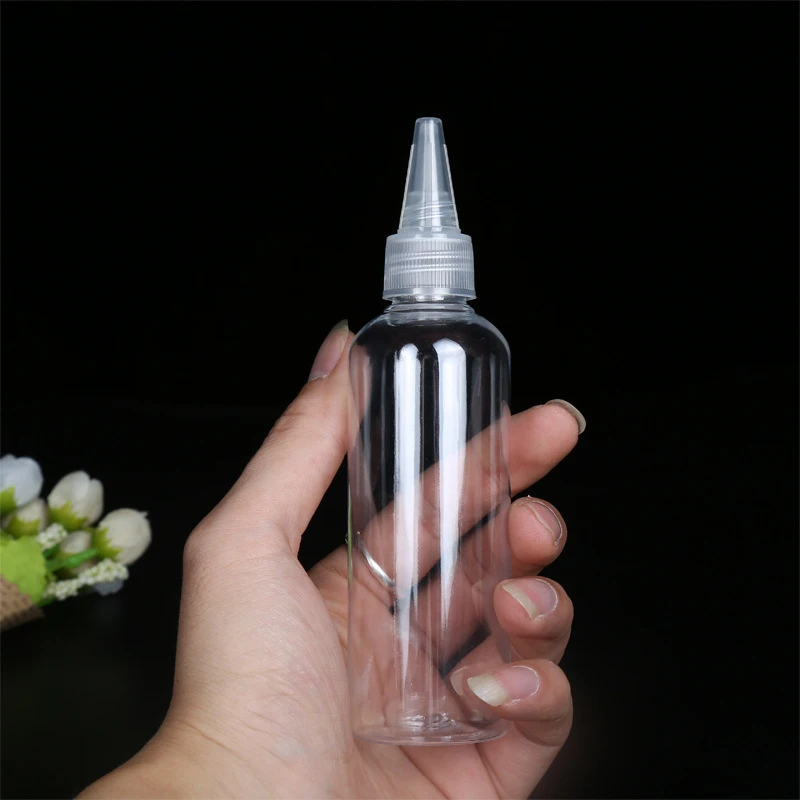 Bouteille à col pointu en plastique transparent, bouteille à bouche pointue, petite peinture aquarelle sous-emballée, compression, 20 ml, 30 ml, 50 ml, 100ml, 1 pièce, 2 pièces