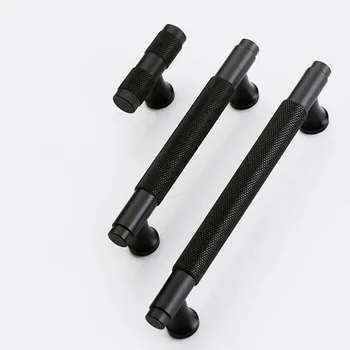 Modern Fashion Black Aluminum Alloy Furniture Door Handles Kitchen Cabinet Handles Cupboard Wardrobe Door Pulls Hardware